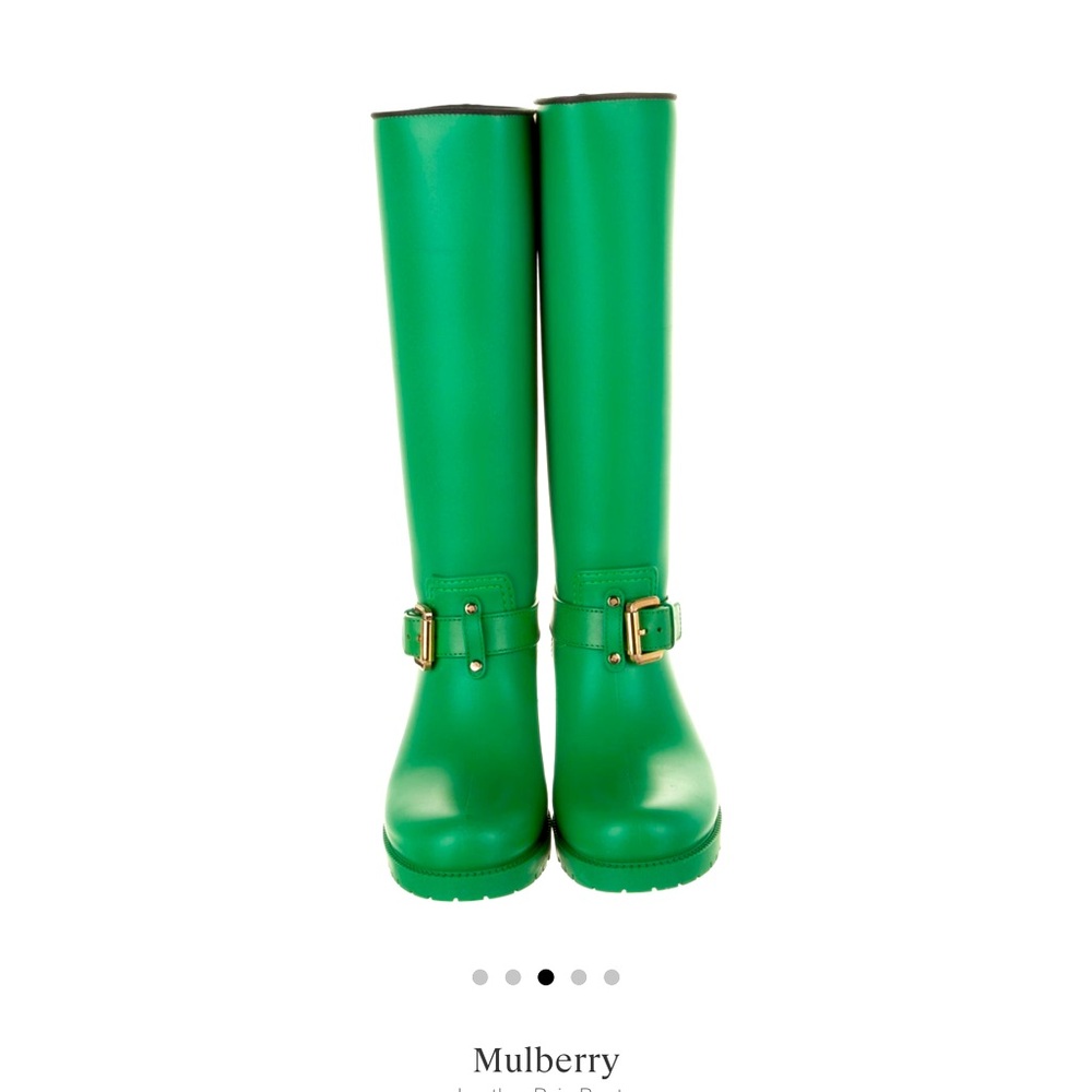 Mulberry Leather Knee-High Rain Boots Green size 40 US 10